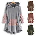 2021 ZANZEA женские толстовки с капюшоном, пушистые пальто, модные женские флисовые пуловеры, верхняя одежда, туника