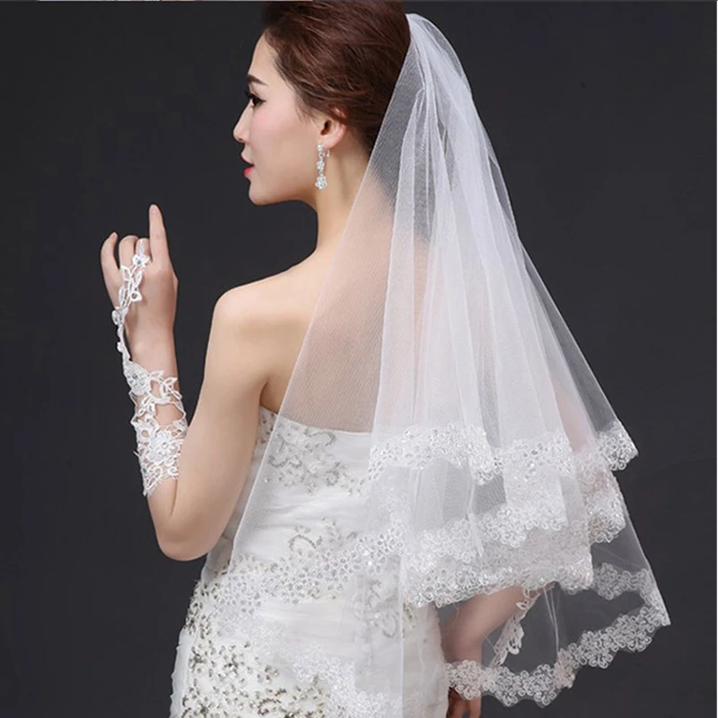 

Wedding Veils 1.3M Sequins Lace Edge Bridal Veil Wedding Accessories Mariage Bride Welon Wedding Veil