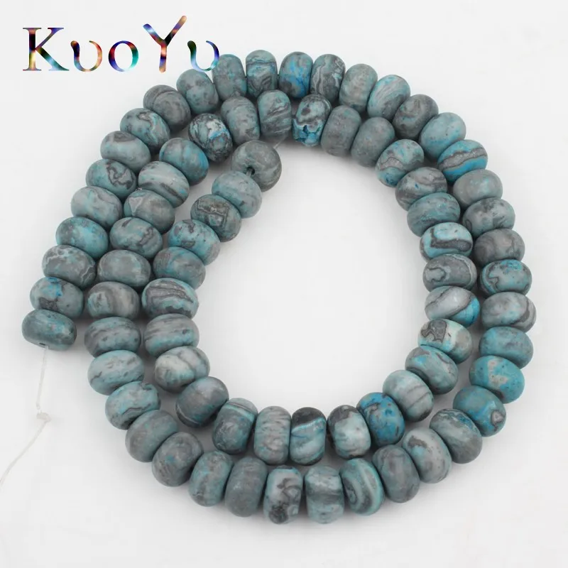 Blue Crazy Agate 5x8 мм натуральные матовые Форст Агаты Jades Jaspers Amazon круглые бусины Свободные перчатки для мотоцикла для самостоятельного изготовления ювелирных изделий Браслеты - Цвет: Blue Crazy Agate