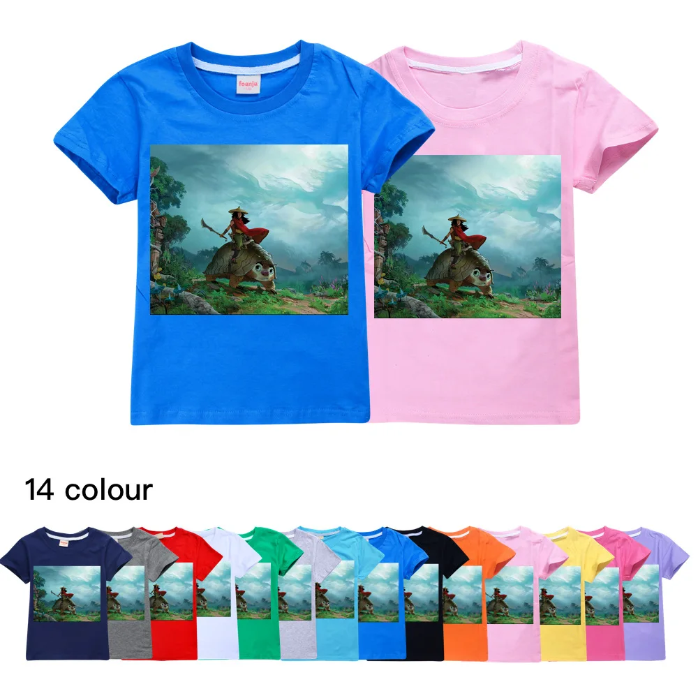 

Fashion Kids T-shirt for Girls Raya and The Last Dragon Summer Short Sleeve Cotton Tshirt Boy Tops O-neck Tees Children Clothes