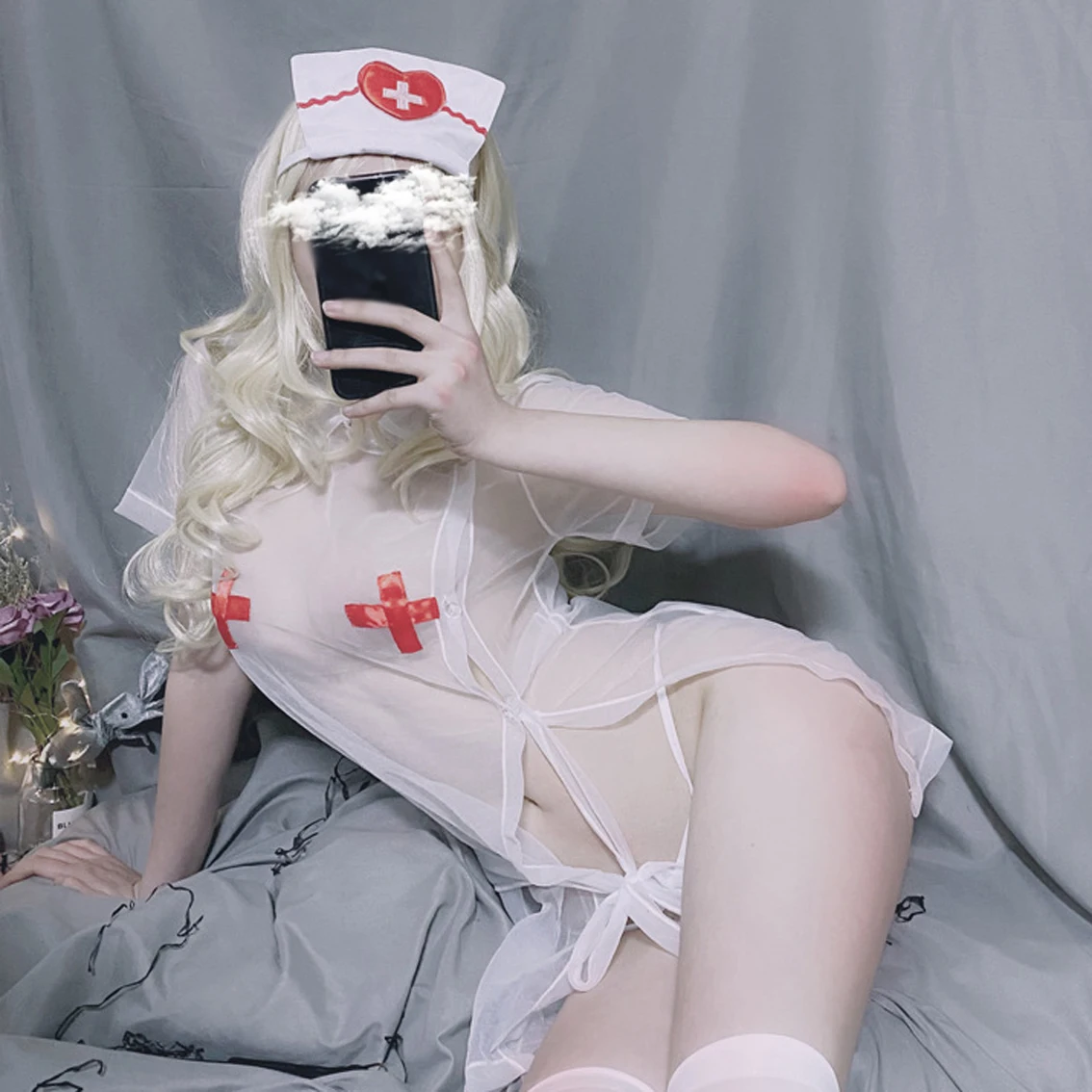 

Women Exotic Summer Sleepwear Nightgown Transparent Nurse Uniform Sexy Short Sleeve Dress Lingeries