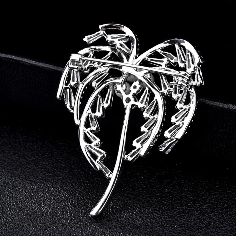 

Fashion Style Zircon Coconut Tree Brooch Women Vintage Elegant Wedding Pins Party Brooch