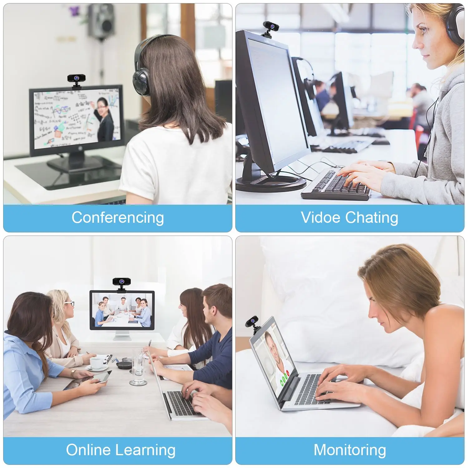 

HD 1080P Webcam Built-in Microphone Computer Laptop Camera for Video Call Black