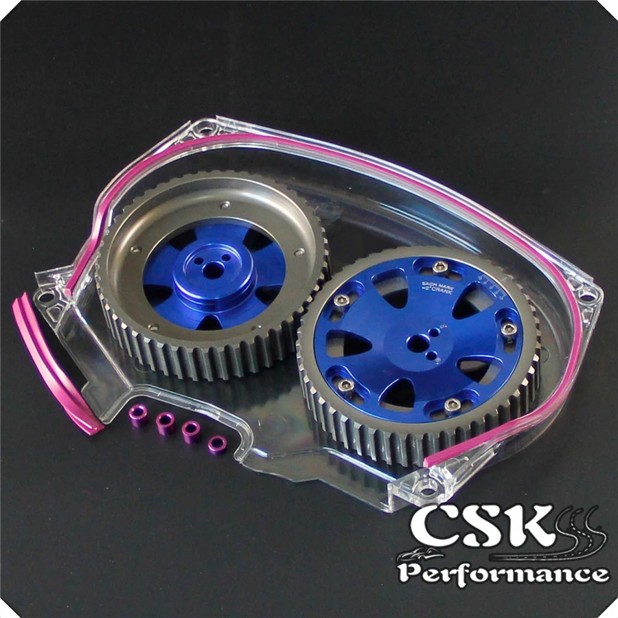 Прозрачная крышка ремня ГРМ + кулачковый шкив подходит для Lancer Evolution 4G63 EVO 4 5 6 7 8