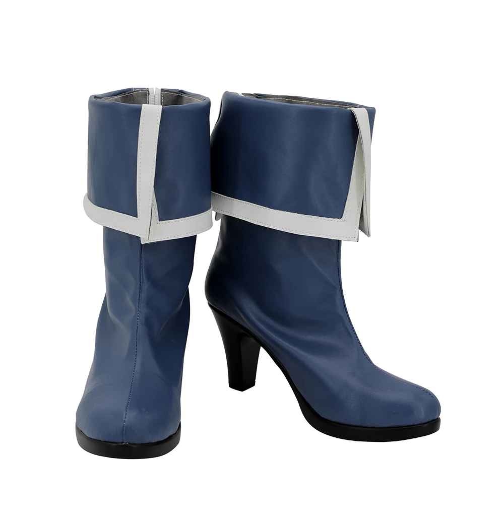 Anime Sword Art Online Asuna Yuuki Blue Cosplay Boots High Heel Shoes Custom Made PU Leather | Тематическая одежда и