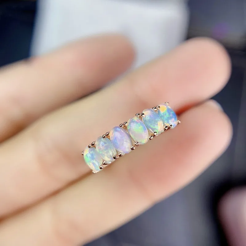 

MDINA Natural Opal Woman Rings Change Fire Color Mysterious 925 Silver Various Color Gemstones Engagement Rings for Women