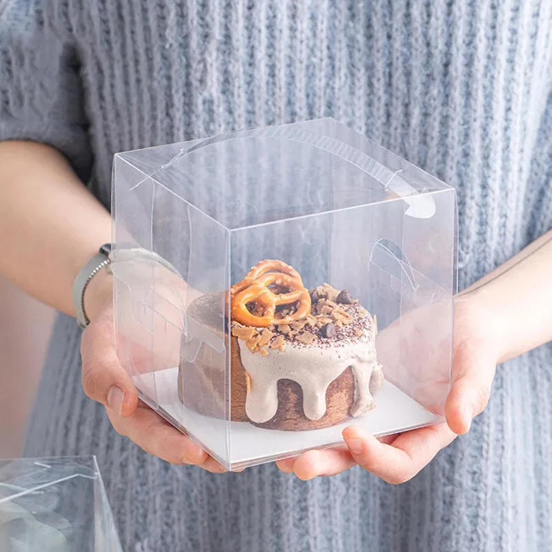 

10PCS home decoration cake box transparent portable pastry cake packaging box cake storage supplies S7