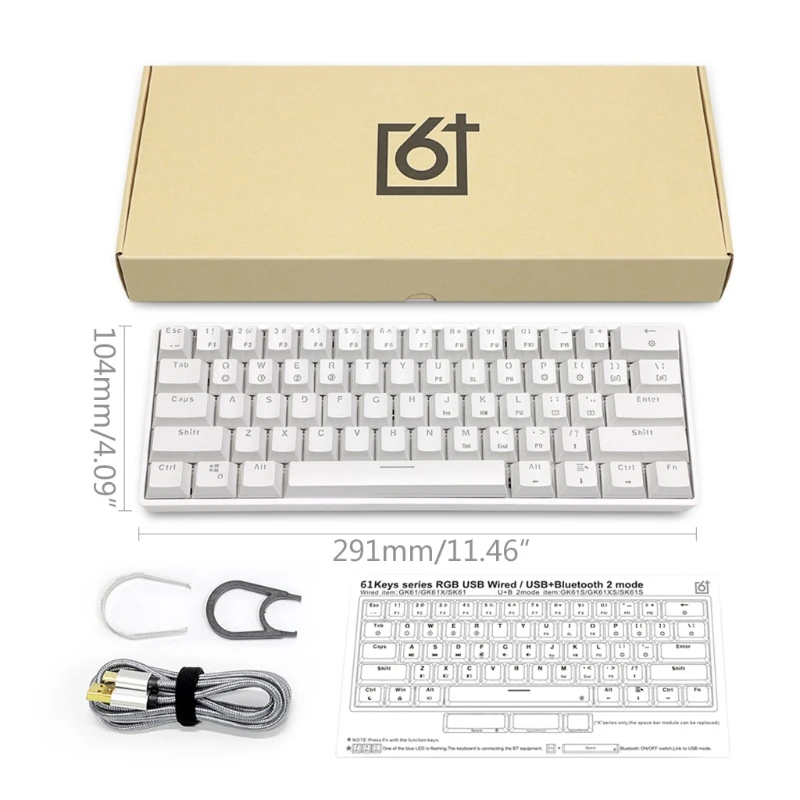 

SK61 Portable 60% Mechanical Keyboard Gateron optical Switches RGB Backlit Hot Swappable Wired Gaming Keyboardfor PC Mac