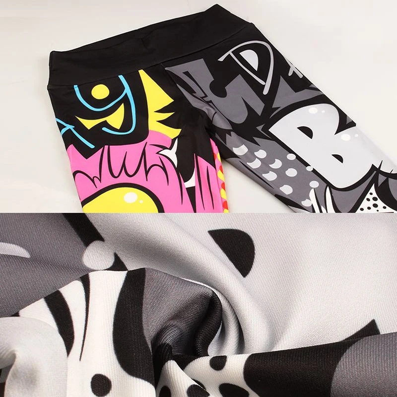 

SVOKOR Cartoon Painted Leggings Women Graffiti Push Up Fitness Leggings High Waist Workout Pants Fashion Gym Leggins