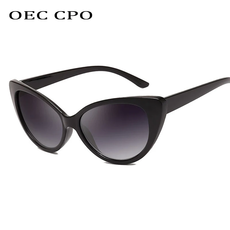 OEC CPO брендовые модные черные солнцезащитные очки кошачий глаз женские в большой