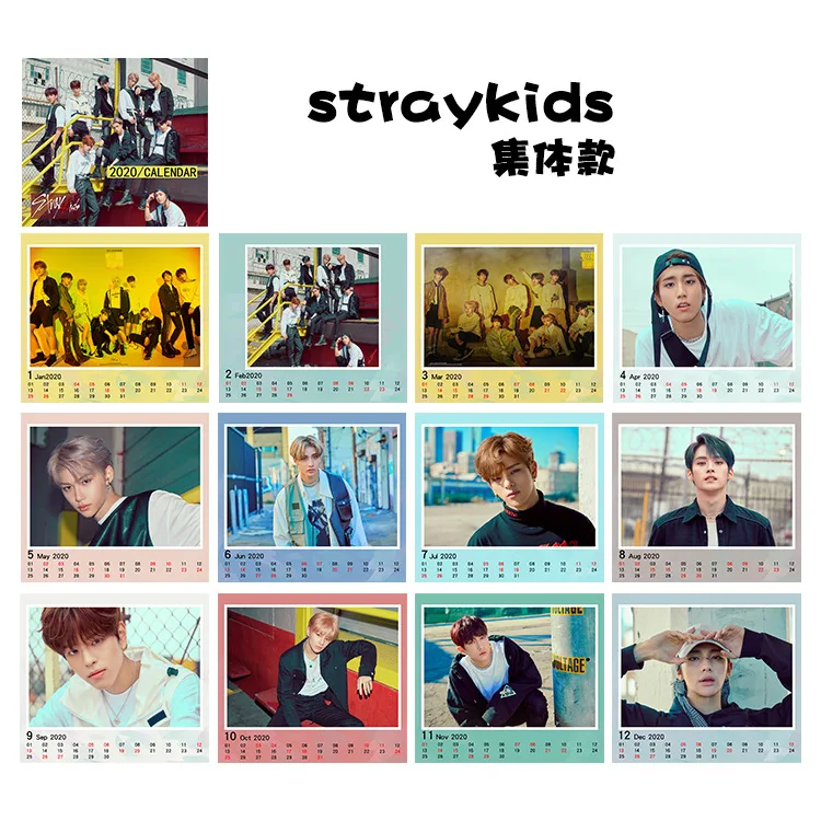 As shown KPOP StrayKids SuperM EXO BLACKPINK TWICE TXT X1 ITZY год Настольный календарь - Цвет: As shown