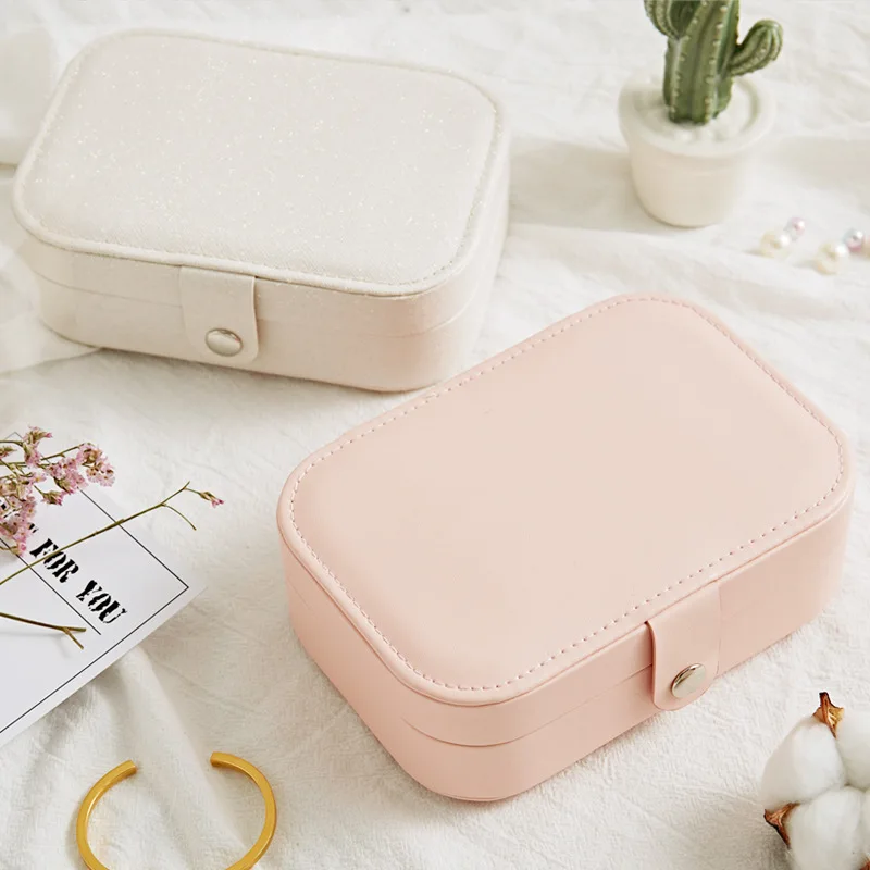 

Earrings Ring Necklace Case Jewel Packaging Travel Cosmetics Beauty Organizer Container Box Protable Leather Jewelry Storage Box