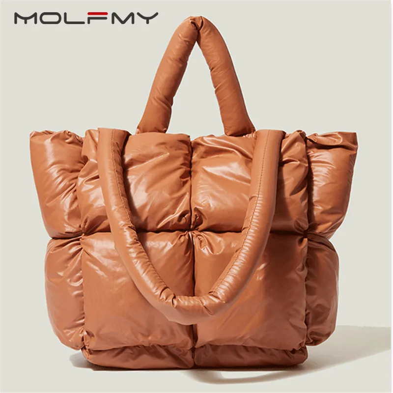 Tote Padded Handbags Designer Quilted Women Fashion Large Shoulder Bags Luxury Nylon Down Cotton Crossbody Bag Winter Purse 2023