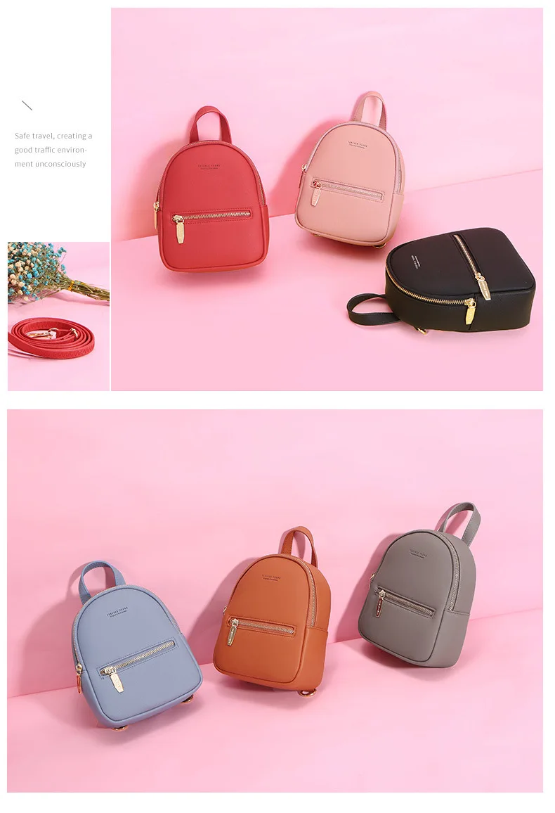 Women Backpack PU Leather Mini Soft Touch Multi-Function Small Backpack Female Ladies Shoulder Bag Purse mochilas mujer