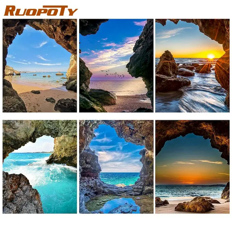 

RUOPOTY Painting By Numbers Landscape Hand Painted Pictures By Number On Canvas Home Decoration DIY Gift