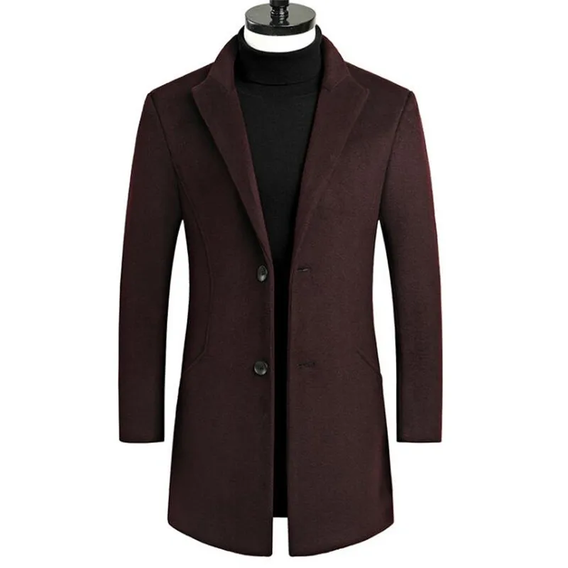 Модные мужские однотонные Цвет однобортный Тренч/мужской высокого качества