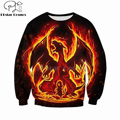 sweatshirt PLstar Космос Покемон Чаризард 3D толстовки/толстовки с принтом осень зима для мужчин/wo для мужчин тонкий длинный рукав Уличная одежда - Color: sweatshirt