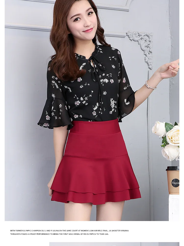 

2020 Women Black Army Green High Waist Skirt Plus Size A Line Elastic Waist Double Layers Skirts Mori Girl Mini Red Skirt