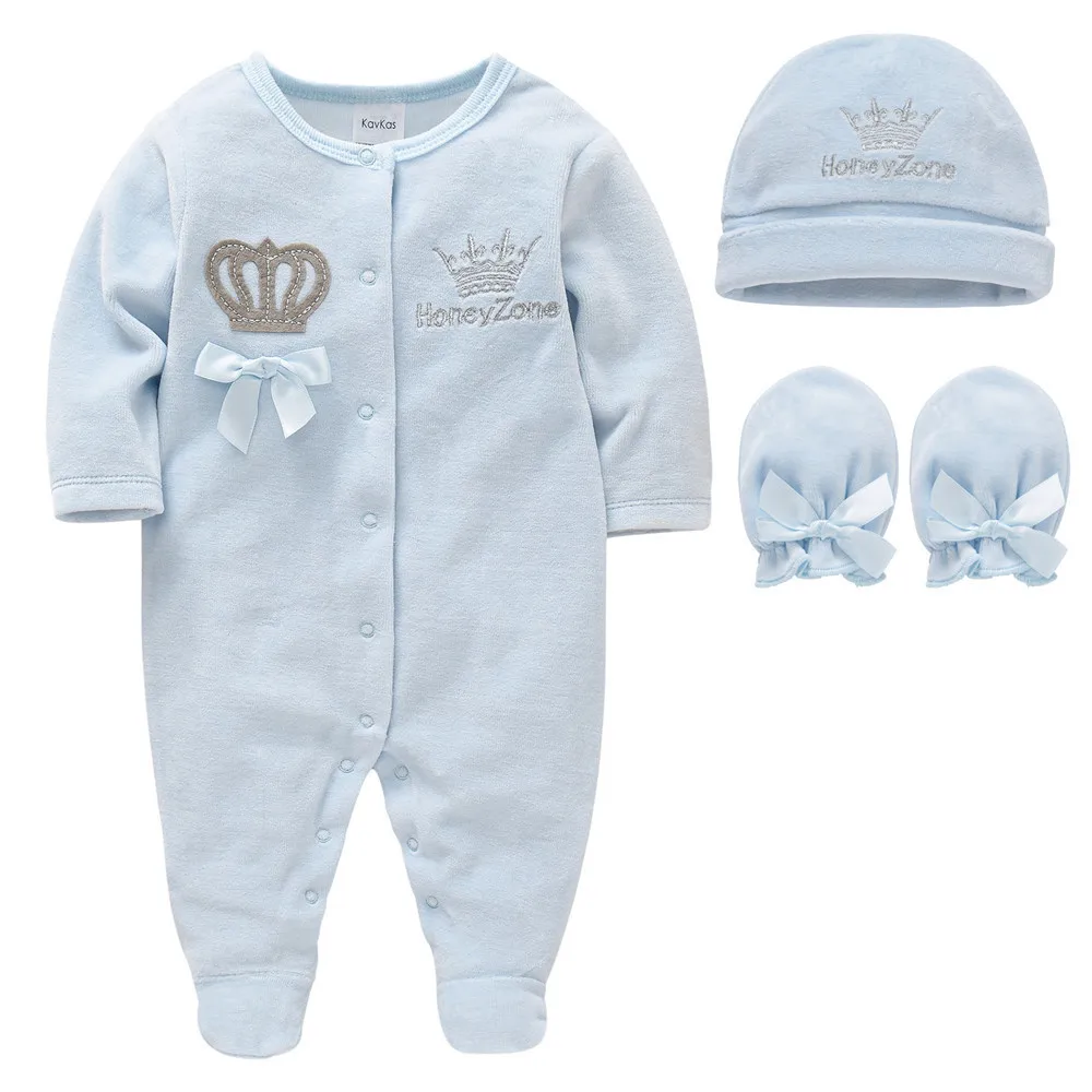 

Long Sleeve Baby Clothes Set Romper+Hat+Glove Cotton Thicken Newborn Jumpsuit 0-12 months Toddler Overalls Bebe Pajamas