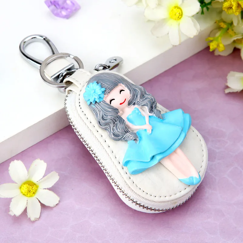 Милый мультяшный брелок Hello Kitty, модный кожаный кошелек на молнии, брелок для женщин и девочек, брелок для ключей, автомобильный Шарм, ювелирное изделие, подарок