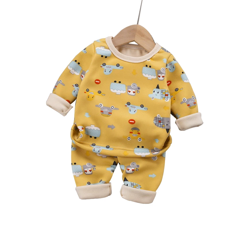 Пижамный костюм для мальчиков осенне-зимний из плотного вельвета хлопка с милым