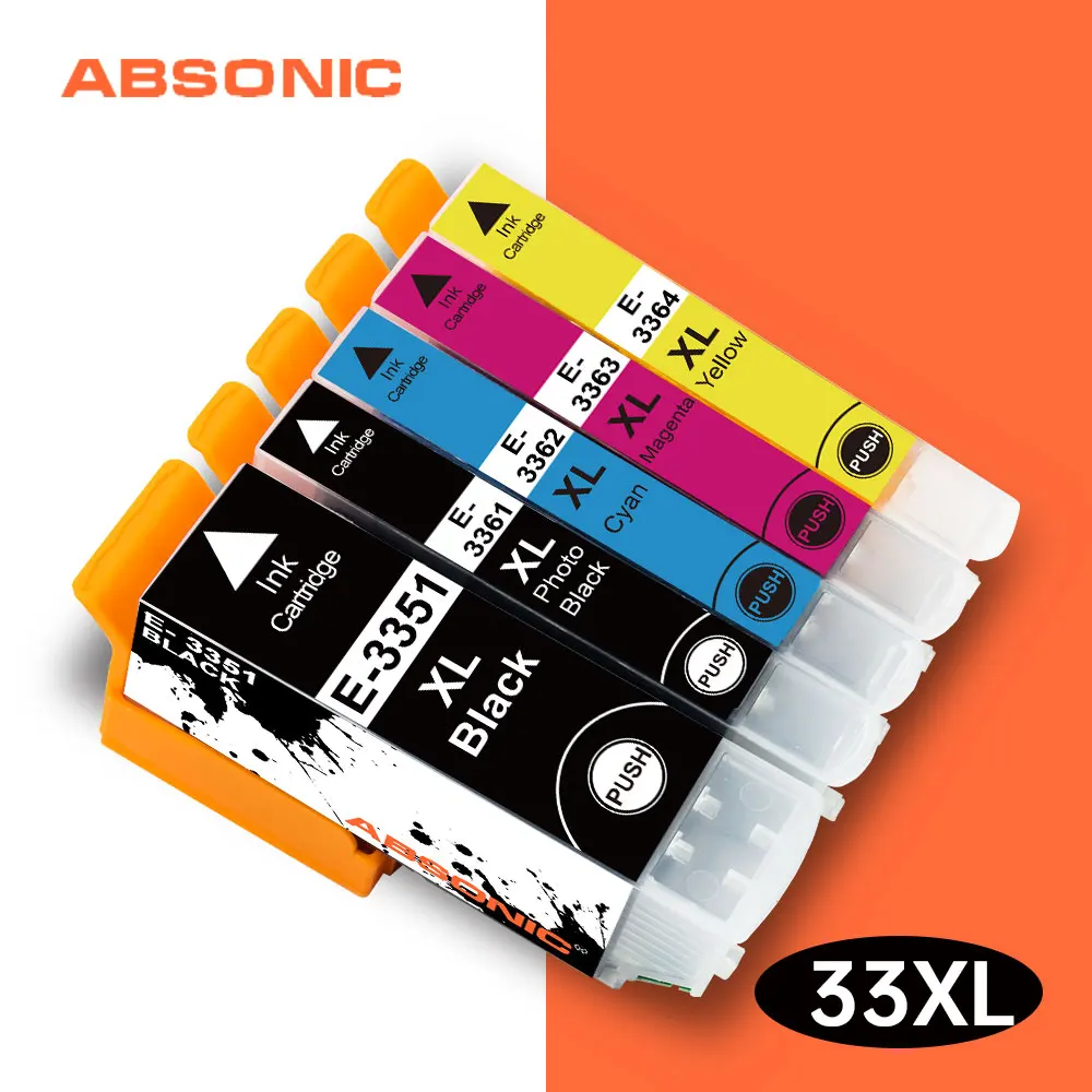 Absonic T3351 T3361 33XL Ink Cartridge Use for Epson XP-530 XP-630 XP-830 XP-635 XP-540 XP-640 XP-645 Printer | Компьютеры и офис