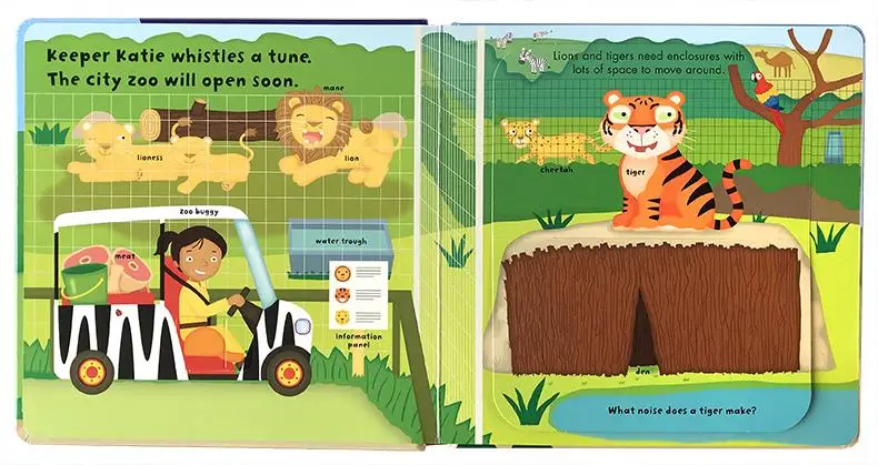 

3Pcs Ladybird Ltfbook 3 Ladybird Lift-the-Flap Book: Busy Zoo Board Book Original English Activity Picture Book for Kids