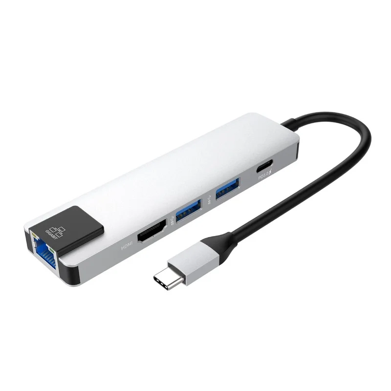 

USB C Laptop Docking Station 5 In 1 Type C To USB 3.0 Charging Hub Adapter for MacBook-Pro Plug and Play Multifunctional