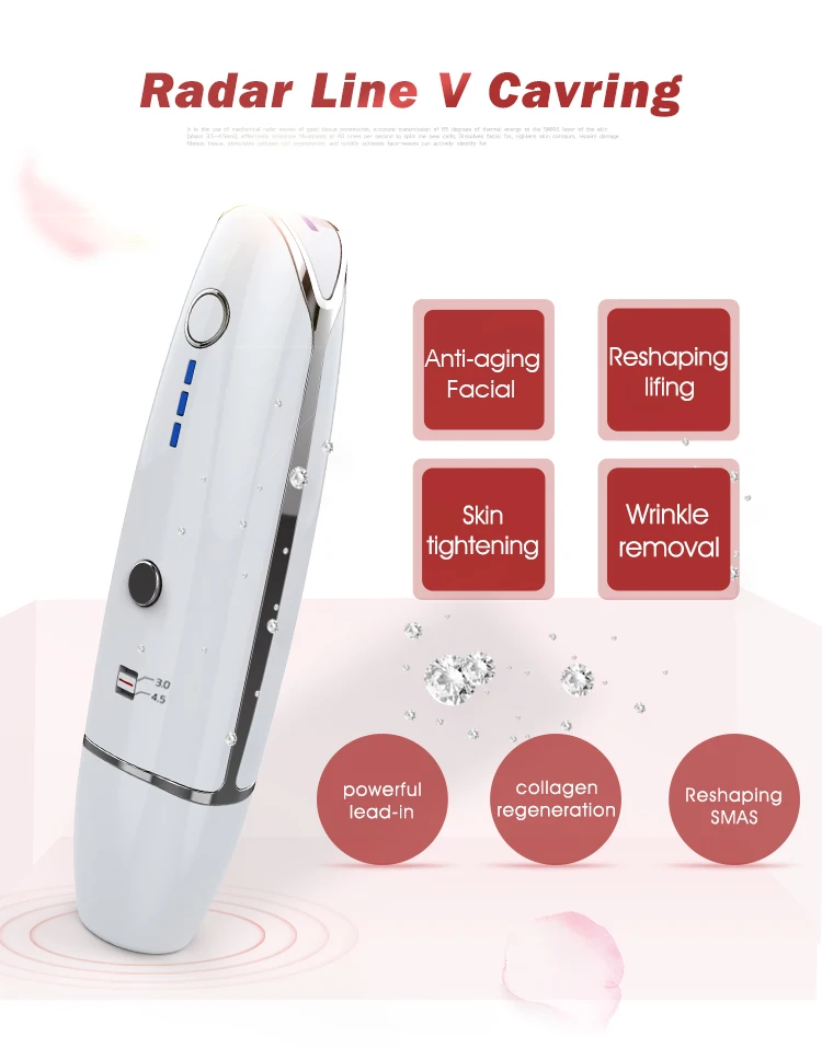 Мини HIFU RF радар линия V-shape против морщин Подтяжка кожи ультразвуковая машина для подтяжки лица