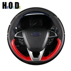 Ручная работа, черная натуральная кожа, углеродное волокно, автомобильный чехол на руль для Ford Fusion Mondeo 2013 2014 EDGE 2015 2016