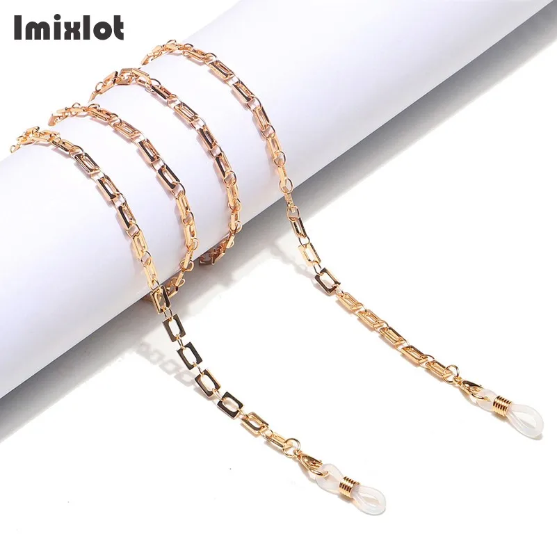 

Fashion Rectangle Glasses Neck Strap Chain Gold Color Geometric Eyeglasses Lanyard Necklace Metal Sunglasses Cord Holder