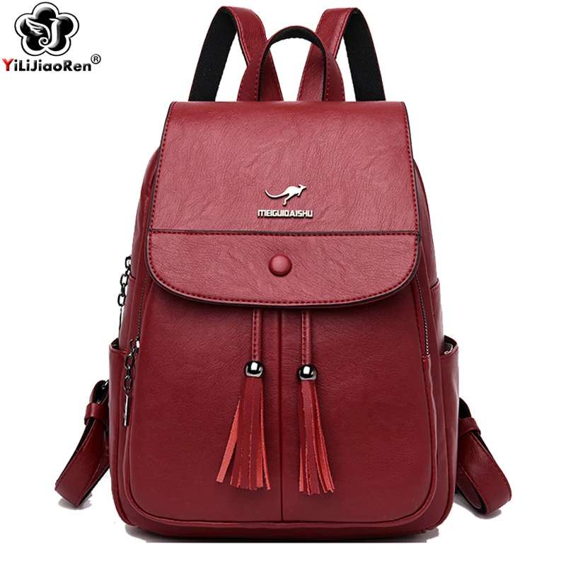 

Fashion Backpack For Girls Soft Leather Backpack Women Shoulder Bags Ladies Travel Bag Large Capacity School Bags Teenager Girls