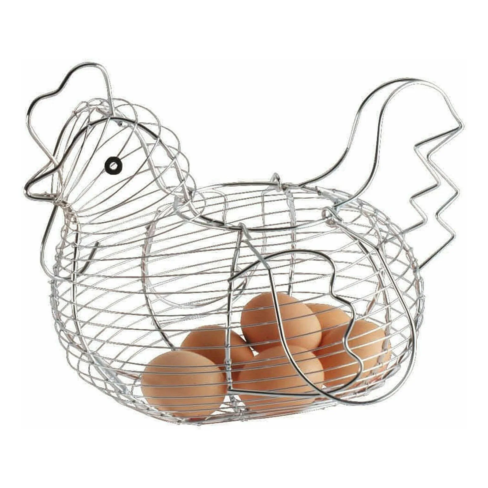 

Chrome Plated Chicken Shaped Egg Storage Basket Store Eggs Kitchenware