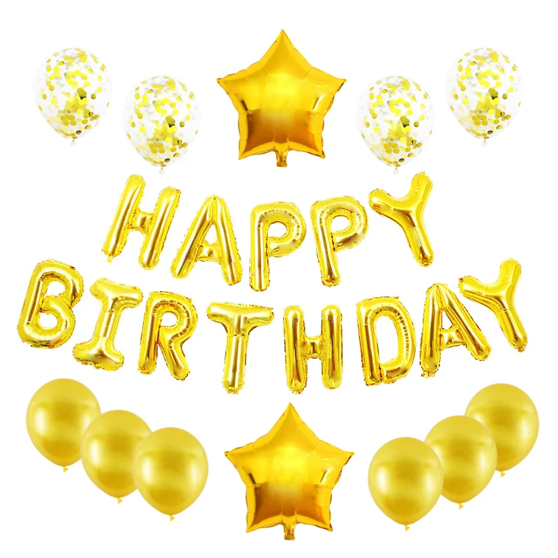 Воздушный шар на день рождения розовое золото 16 дюймов буквы фольга украшение