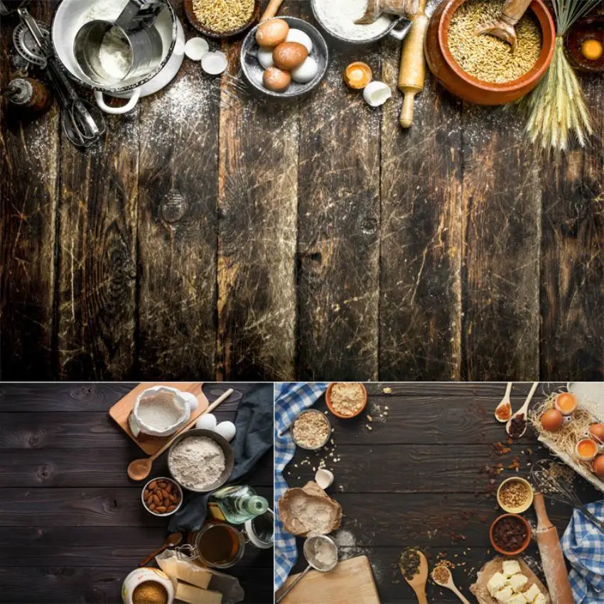 

New Style Baking Wood Grain Plank Photography Background Cloth Gourmet Photo Props 3d Vinyl Decoration