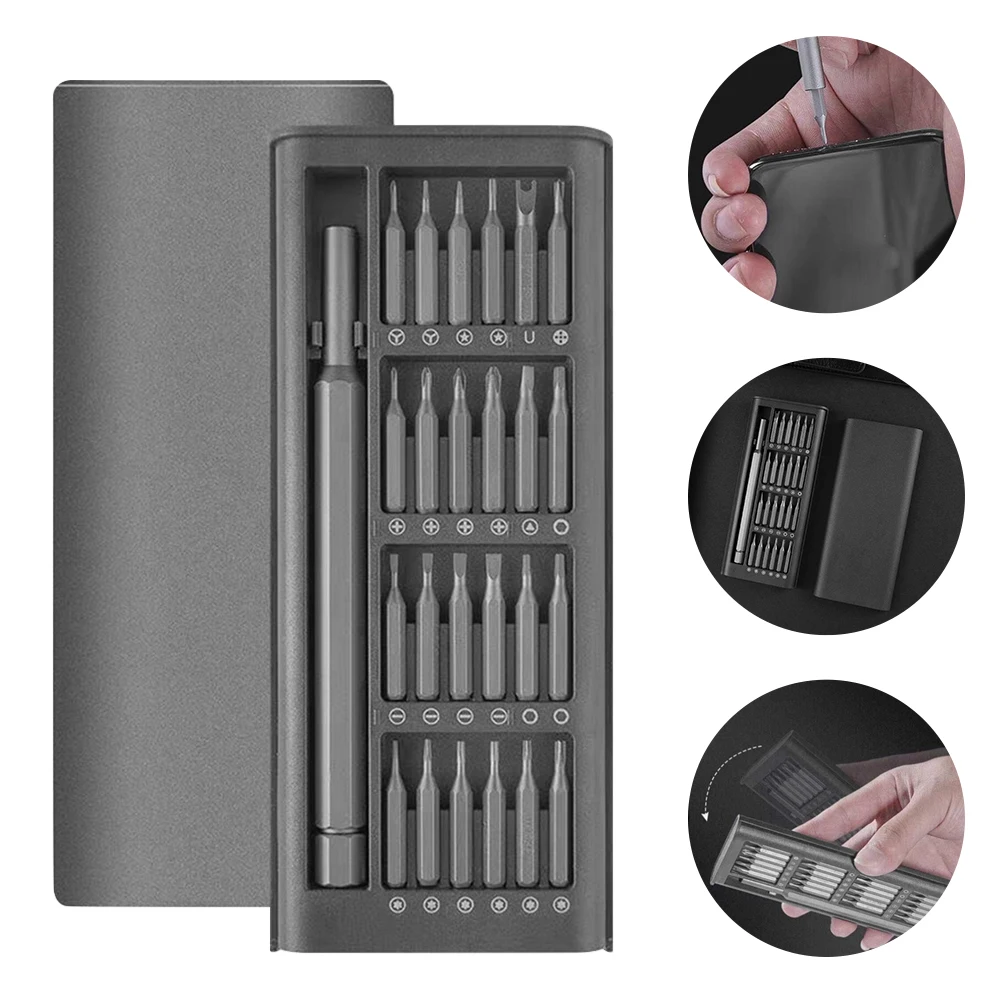 

24 In 1 Professional Screwdriver Sets Aluminium Alloy Case Multi-purpose Electronic Toys Repair Hand Power Tool Magnetic Bits