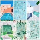 Скандинавская абстрактная ручная роспись, цветная картина для бассейна, крутой летний домашний декор, настенная Картина на холсте, постер с принтом для спальни