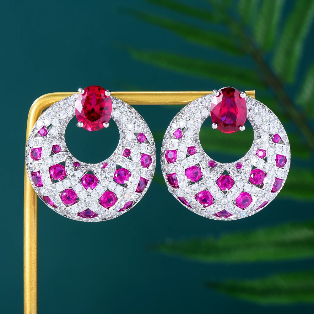 

GODKI Trendy Daily Life Flower Statement Stud Earring For Women Wedding Cubic Zircon Tricolor Earrings Jewelry Accessories 2022