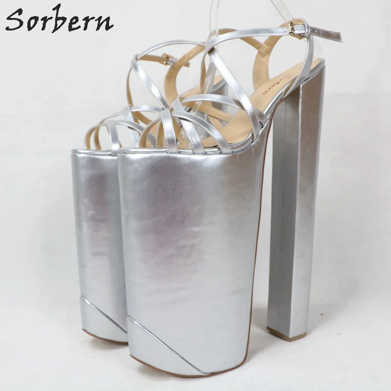 Sorbern/блестящие женские босоножки золотистого цвета; летние туфли на очень массивном каблуке и толстой платформе; босоножки для демонстрации; босоножки на каблуках «сделай сам»