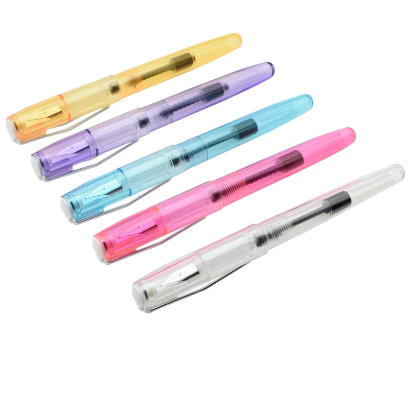 

Transparent Plastic Fountain Pen For Writing EF Nib Ink Pens Business School Office Supplies Stationery