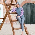 2021 мусульманские купальники, Женский скромный хиджаб в стиле пэчворк, спортивный купальник с длинным рукавом, 3 шт., одежда для купания в исламском буркине, купальный костюм 3XL