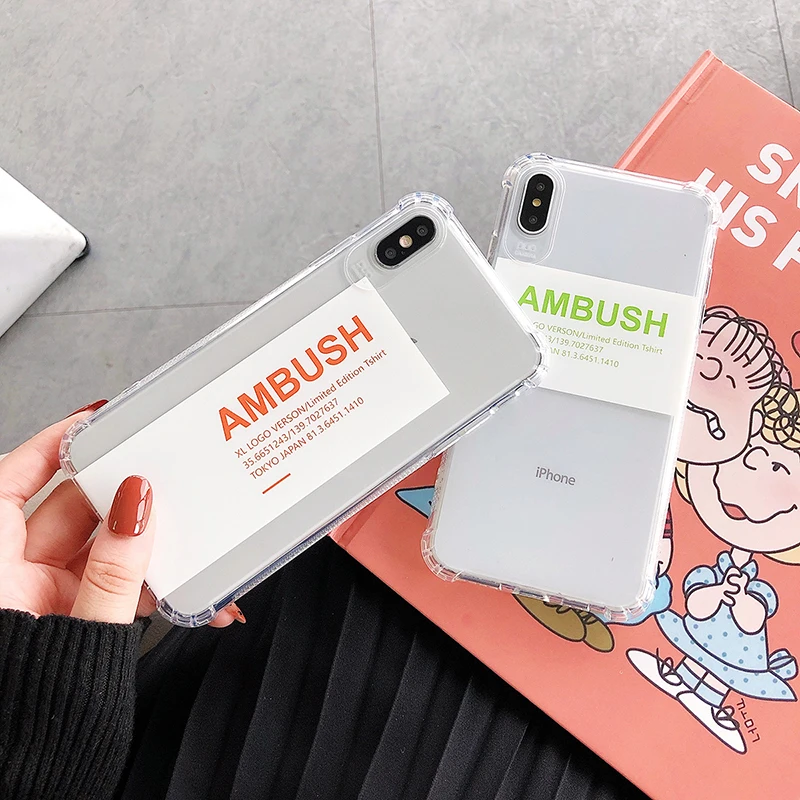 Anti-fall TPU AMBUSH Label Phone Case For iPhone 11 Pro X XR XS Max 6 6s 8 7 Plus Soft Transparent Print Voice Transfer Cover |