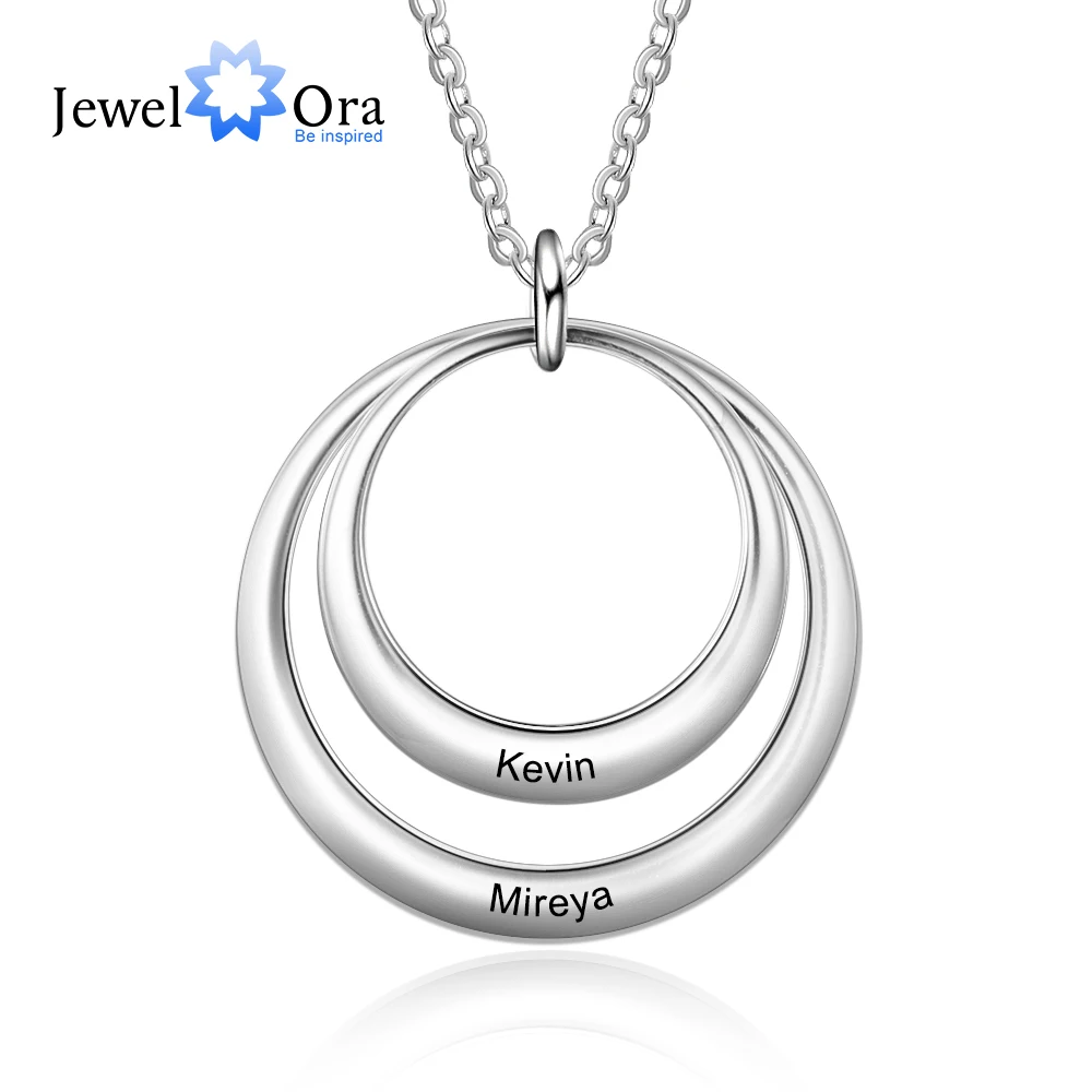 Индивидуальное женское ожерелье из двух соединенных колец (JewelOra NE103390) | Украшения
