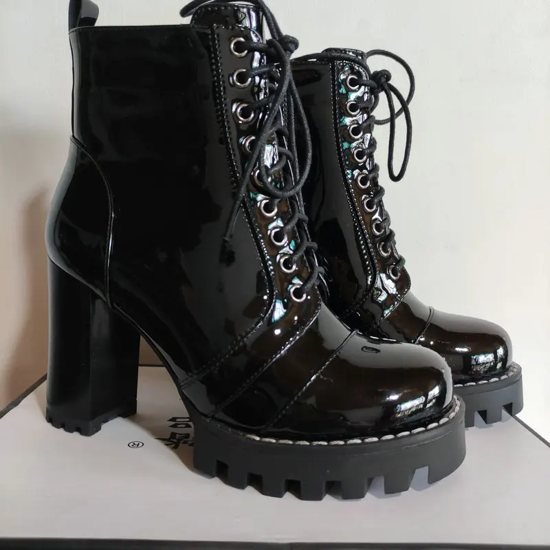 Женские ботильоны из лакированной кожи Осень зима|Женские полусапожки| |