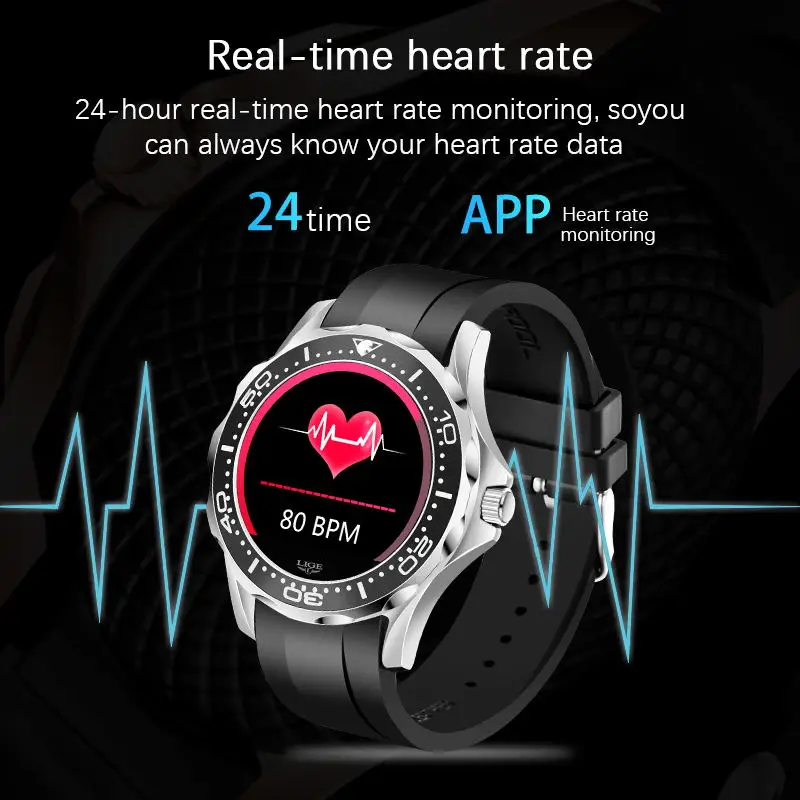 

LIGE bluetooth smart watch men waterproof sports fitness watch health tracker weather display 2020 new smartwatch woman+Box