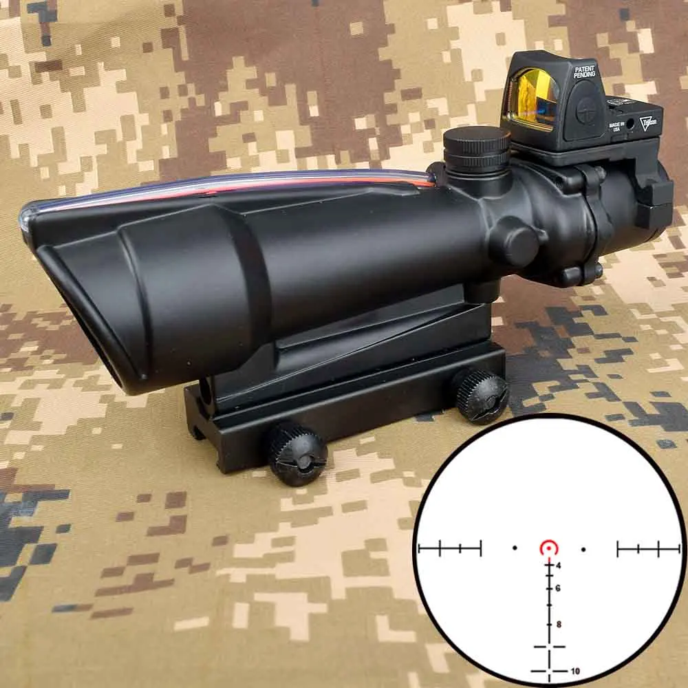 Серый 5X35 ACOG охотничий прицел BDC шеврон Подкова Сетка оптические прицелы с красной точкой для тактической винтовки cal. 223. 308 - Цвет: Серый