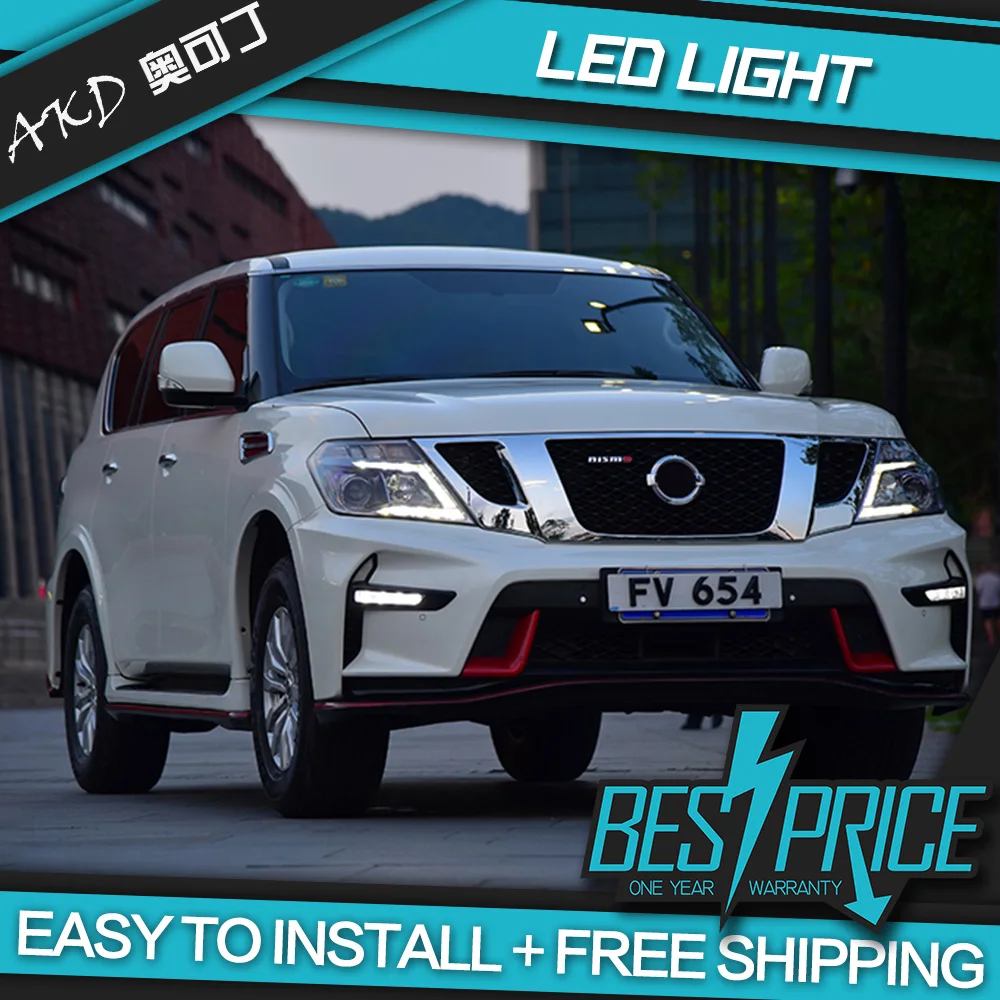 AKD тюнинг автомобильные фасветильник для Nissan патруль Y62 2012 2017 светодиодный ные