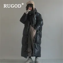 RUGOD Корейский Стиль зимнее пальто для женщин сплошной цвет утолщаются длинный теплый пуховик Kpop одежда мода