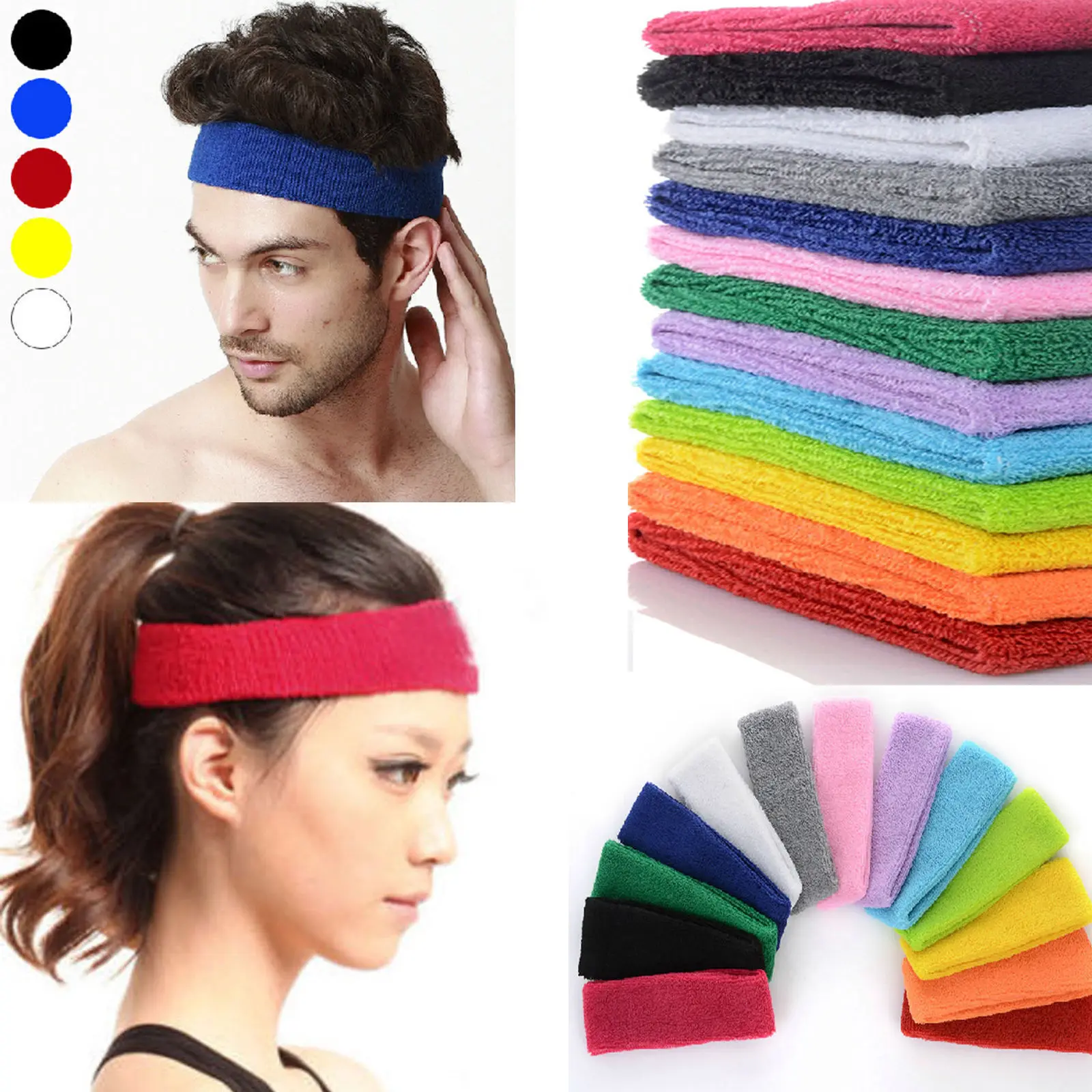 

10Colors Cotton Sport Yoga Headband Men Women Sport Elastic Sweatband Headband Yoga/Gym Stretch Hair Head Band