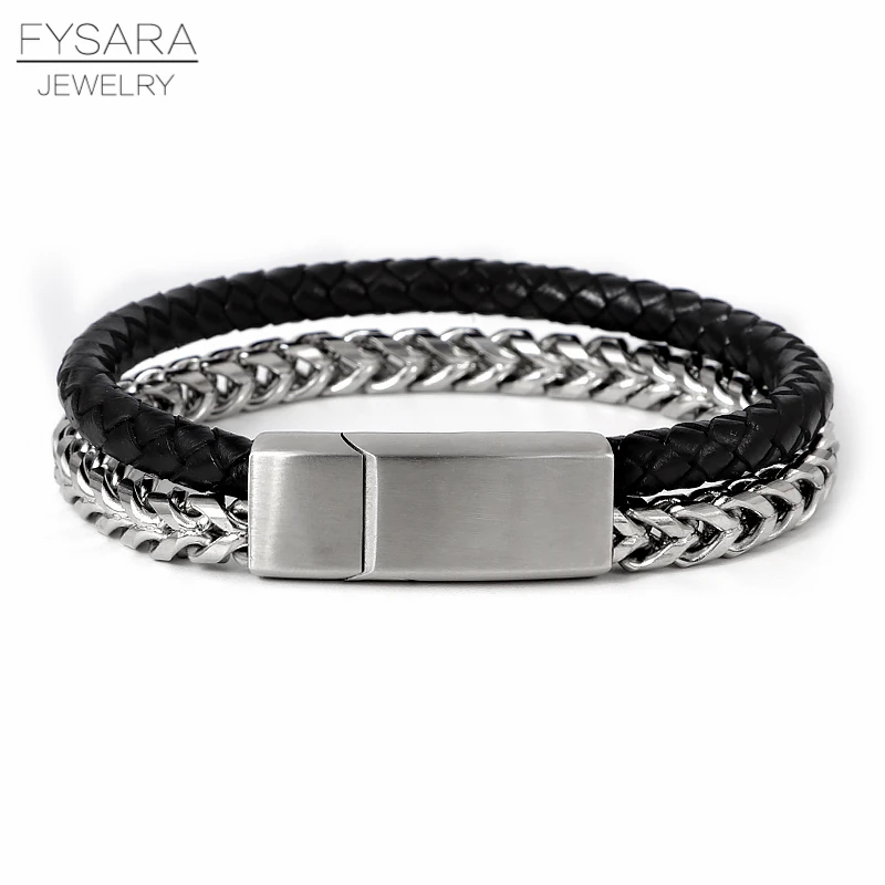 Браслеты FYSARA мужские из нержавеющей стали тяжелые плетеные цепи в стиле панк